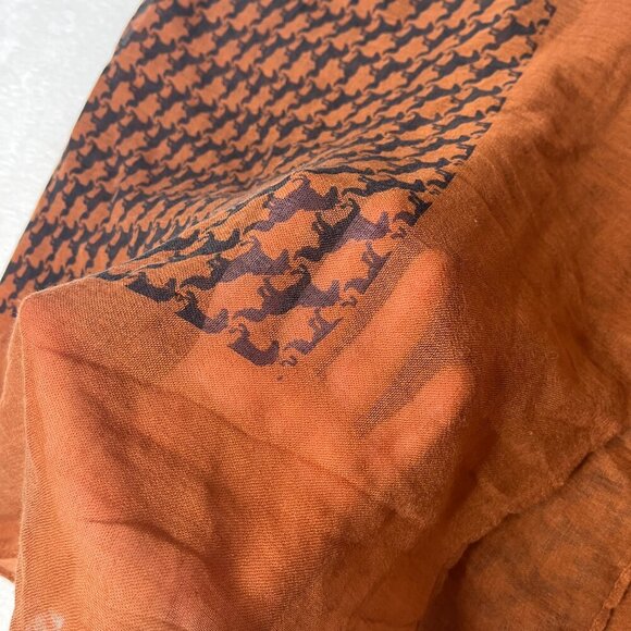 Horse Houndstooth Large Wool Scarf Sheer Layering Lagenlook Fall Brown HorseGirl - Picture 5 of 9